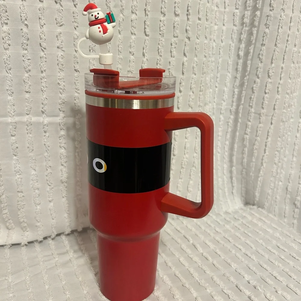 Red Santa‎ Belt Tumbler with Straw